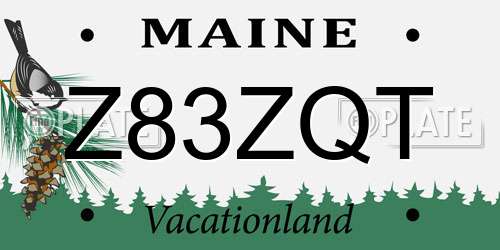 Z83ZQT Maine License Plate