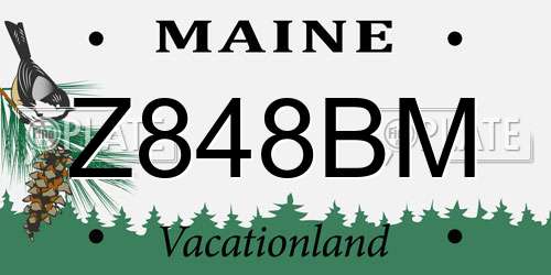 Z848BM Maine License Plate