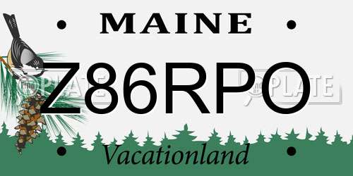 Z86RPO Maine License Plate