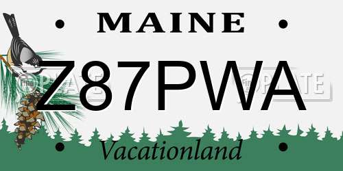 Z87PWA Maine License Plate