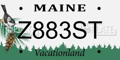 Z883ST Maine License Plate