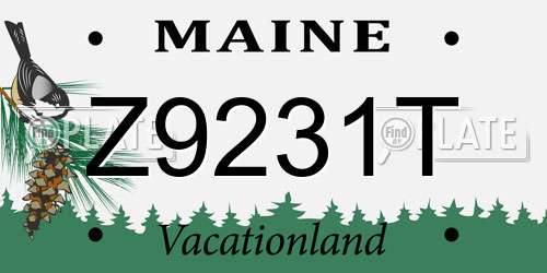 Z9231T Maine License Plate