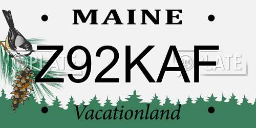 Z92KAF Maine License Plate