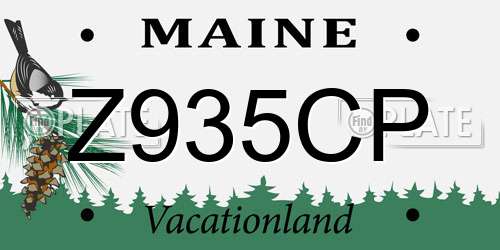 Z935CP Maine License Plate
