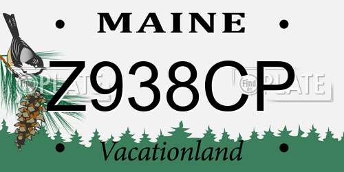 Z938CP Maine License Plate