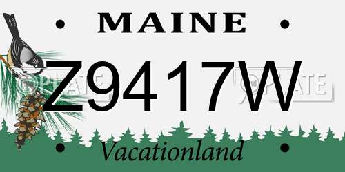 Z9417W Maine License Plate