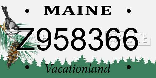 Z958366 Maine License Plate