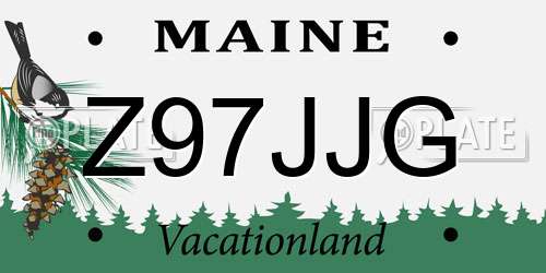 Z97JJG Maine License Plate