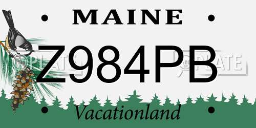 Z984PB Maine License Plate