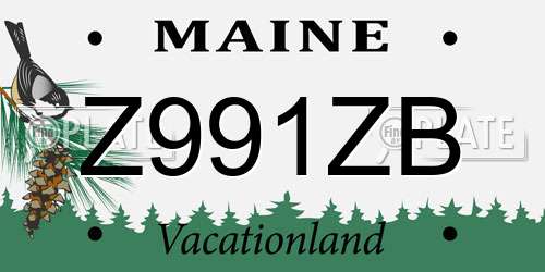 Z991ZB Maine License Plate