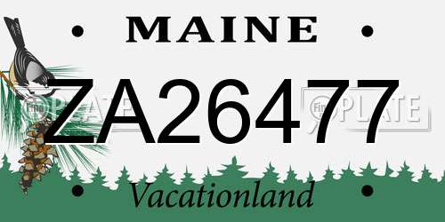 ZA26477 Maine License Plate