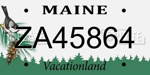 ZA45864 Maine License Plate