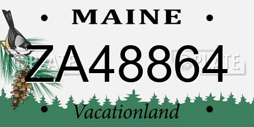 ZA48864 Maine License Plate