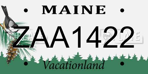 ZAA1422 Maine License Plate