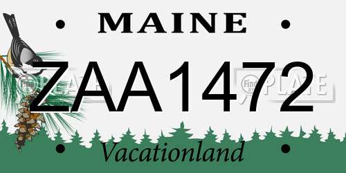 ZAA1472 Maine License Plate