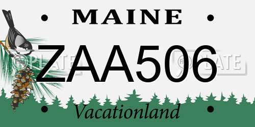 ZAA506 Maine License Plate