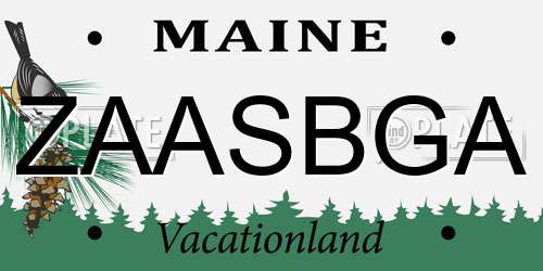 ZAASBGA Maine License Plate