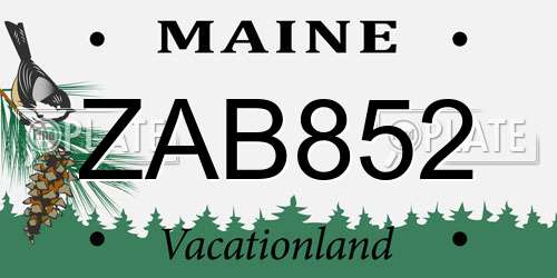 ZAB852 Maine License Plate