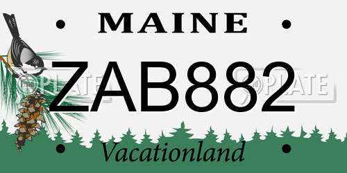 ZAB882 Maine License Plate
