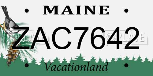 ZAC7642 Maine License Plate