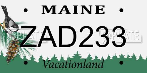 ZAD233 Maine License Plate