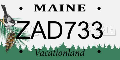 ZAD733 Maine License Plate
