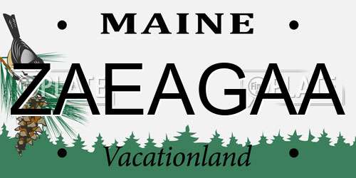 ZAEAGAA Maine License Plate