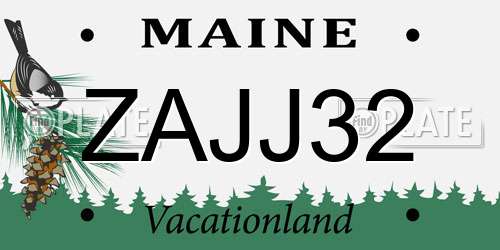ZAJJ32 Maine License Plate