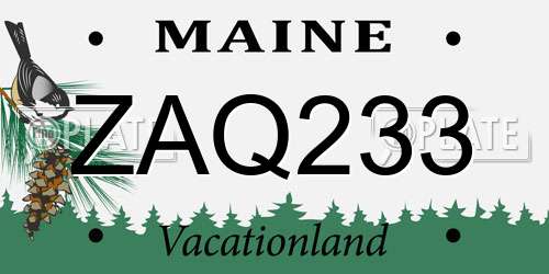 ZAQ233 Maine License Plate