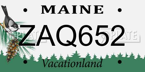 ZAQ652 Maine License Plate