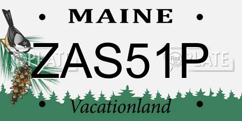 ZAS51P Maine License Plate