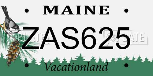 ZAS625 Maine License Plate