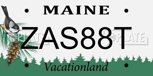 ZAS88T Maine License Plate