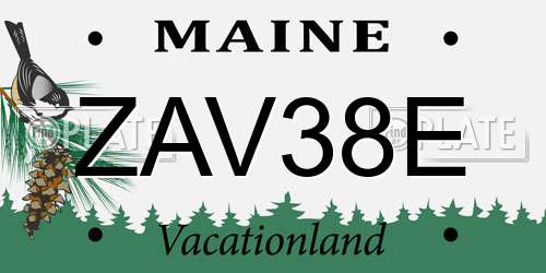 ZAV38E Maine License Plate