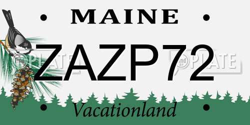 ZAZP72 Maine License Plate