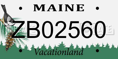 ZB02560 Maine License Plate