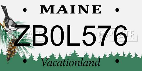 ZB0L576 Maine License Plate