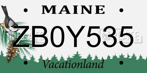 ZB0Y535 Maine License Plate