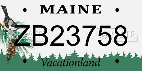 ZB23758 Maine License Plate