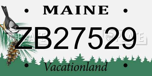 ZB27529 Maine License Plate