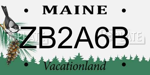ZB2A6B Maine License Plate