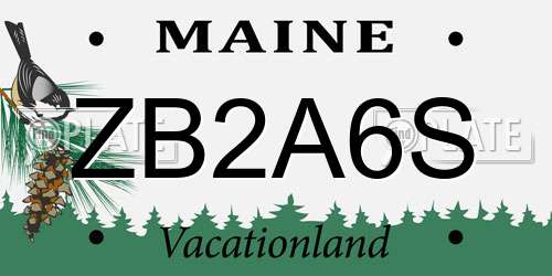 ZB2A6S Maine License Plate