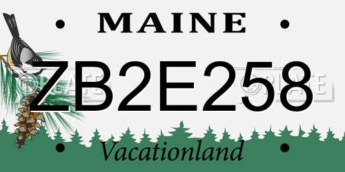 ZB2E258 Maine License Plate