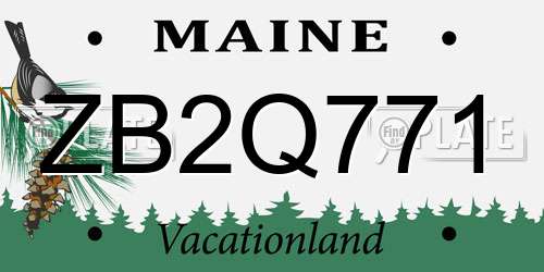 ZB2Q771 Maine License Plate