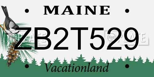 ZB2T529 Maine License Plate