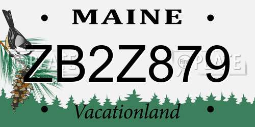 ZB2Z879 Maine License Plate