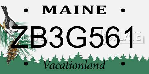 ZB3G561 Maine License Plate