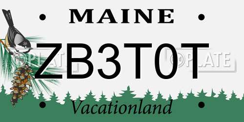 ZB3T0T Maine License Plate