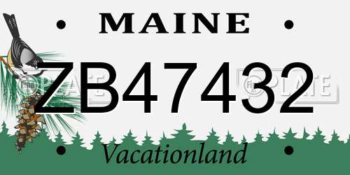 ZB47432 Maine License Plate