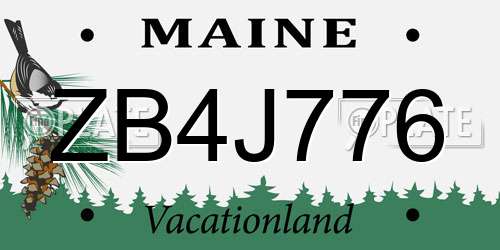ZB4J776 Maine License Plate